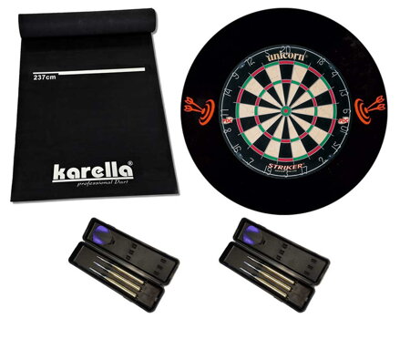 Darts Set, Bristle Dartboard - Darts - Dart Mat - Surround