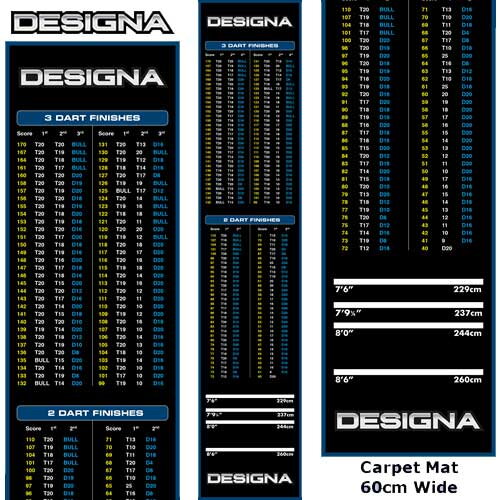 Designa Checkouts Carpet Dart Mat Blue