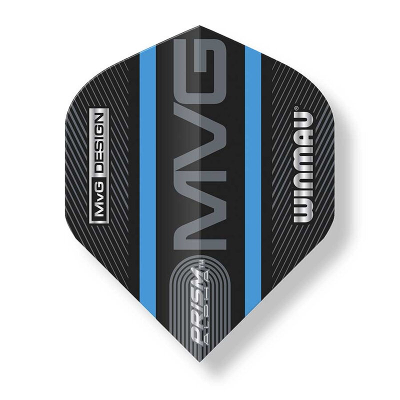 Winmau Flights Prism Alpha MVG Black & Blue Logo Stripe