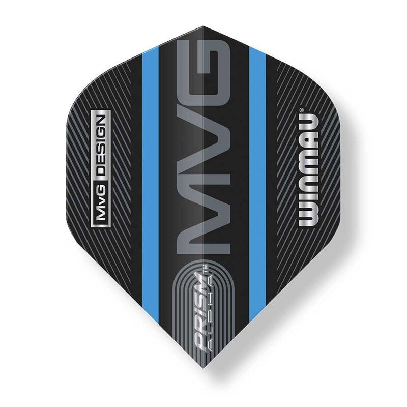 Winmau Flights Prism Alpha MVG Black & Blue Logo Stripe Winmau Flights Prism Alpha MVG Black & Blue Logo Stripe