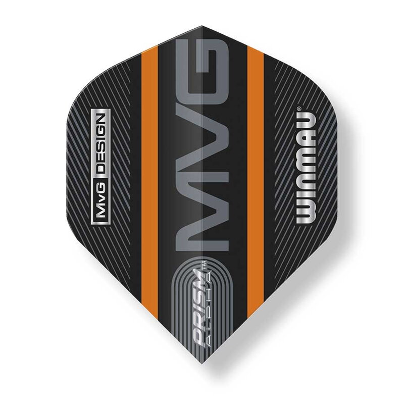 Winmau Flights Prism Alpha MVG Black & Orange Logo Stripe