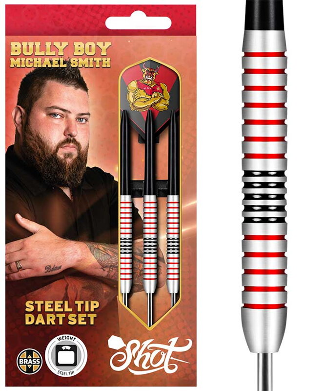 Shot Steeltip Darts Michael Smith "Bully  Boy" Brass 24g