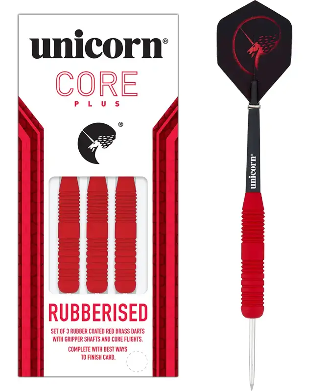 Unicorn Steeltip Darts Core Plus Rubberised Red 25g