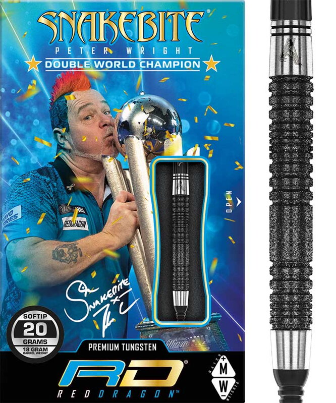 Red Dragon Softtip Darts Peter Wright Snakebite Double World Champion SE Black 20g
