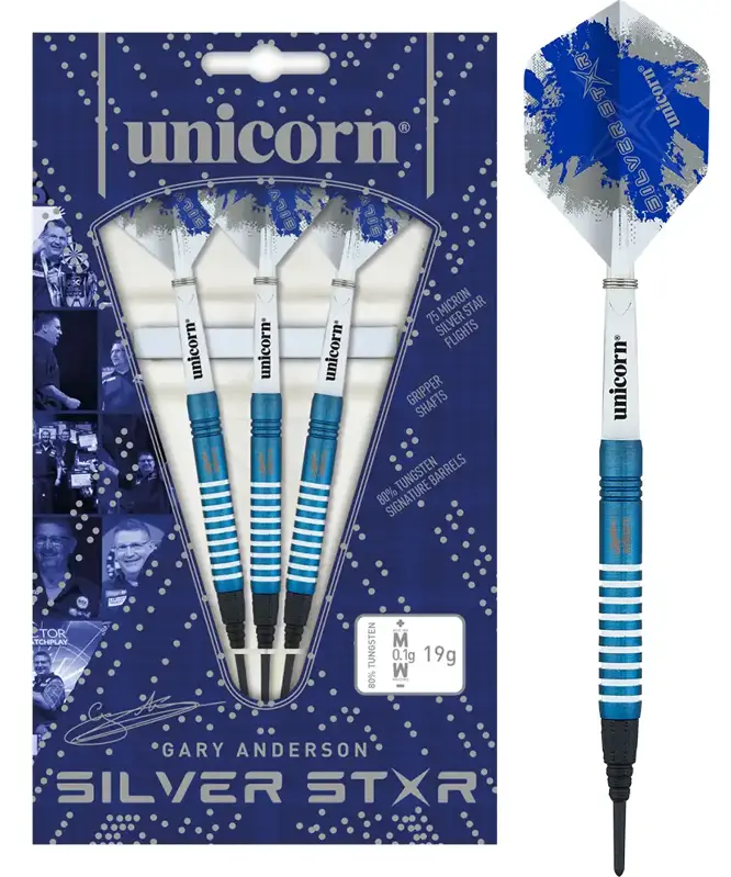 Unicorn Softtip Darts Blue Silver Star Gary Anderson 19g