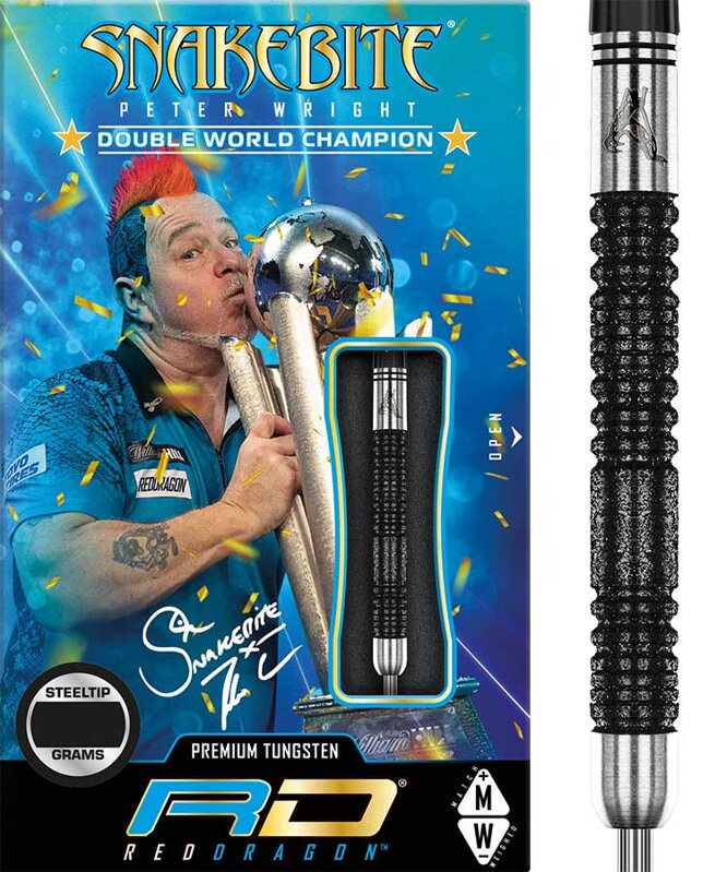 Red Dragon Steeltip Darts Peter Wright Snakebite Double World Champion SE Black 20g