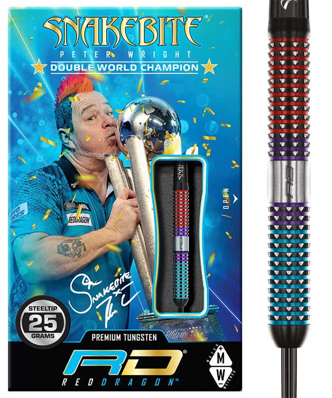 Red Dragon Steeltip Darts Peter Wright Snakebite Spirit 25g