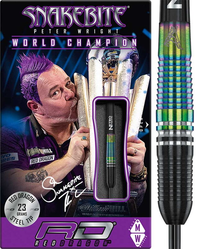 Red Dragon Steeltip Darts Peter Wright Snakebite WC Torpedo SE 23g Red Dragon Steeltip Darts Peter Wright Snakebite WC Torpedo SE 23g