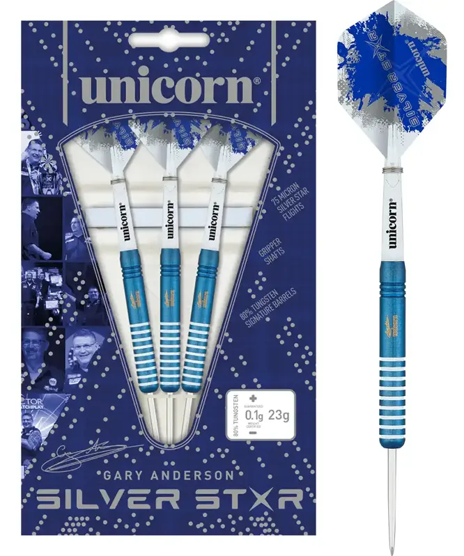 Unicorn Steeltip Darts Blue Silver Star Gary Anderson 25g