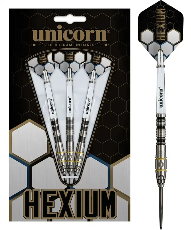 Unicorn Steeltip Darts Hexium Style 1 Black 22g