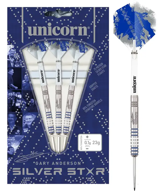 Unicorn Steeltip Darts Silver Star Gary Anderson 25g