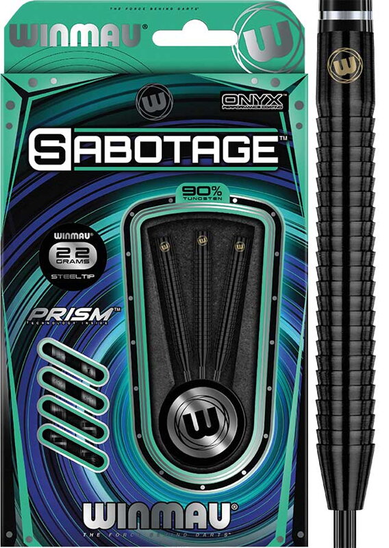Winmau Steeltip Darts Sabotage Black 22g Winmau Steeltip Darts Sabotage Black 22g