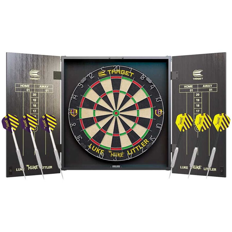 Target Cabinet and Dartboard Set Luke "The Nuke" Littler Target Cabinet and Dartboard Set Luke "The Nuke" Littler